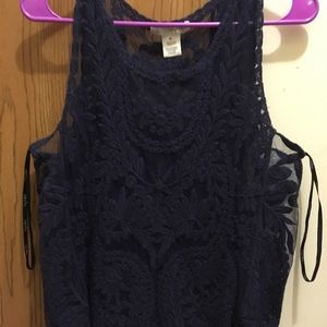 Navy lace tank top